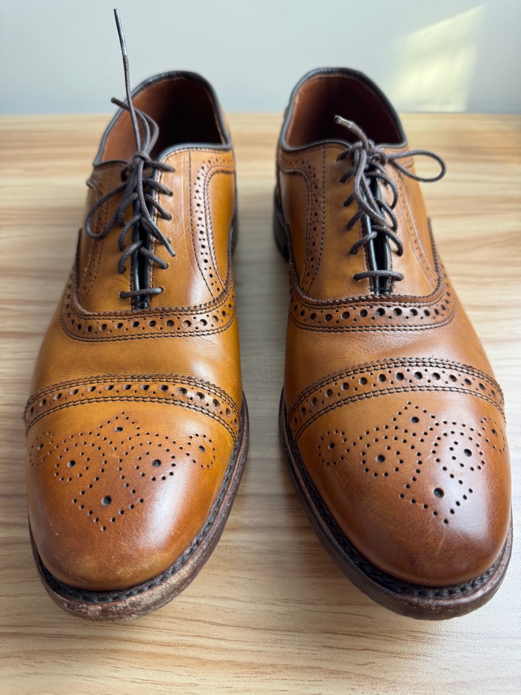 Men's Allen Edmonds Strand Cap-Toe Leather Oxford Dress Shoes Size 12 Brown