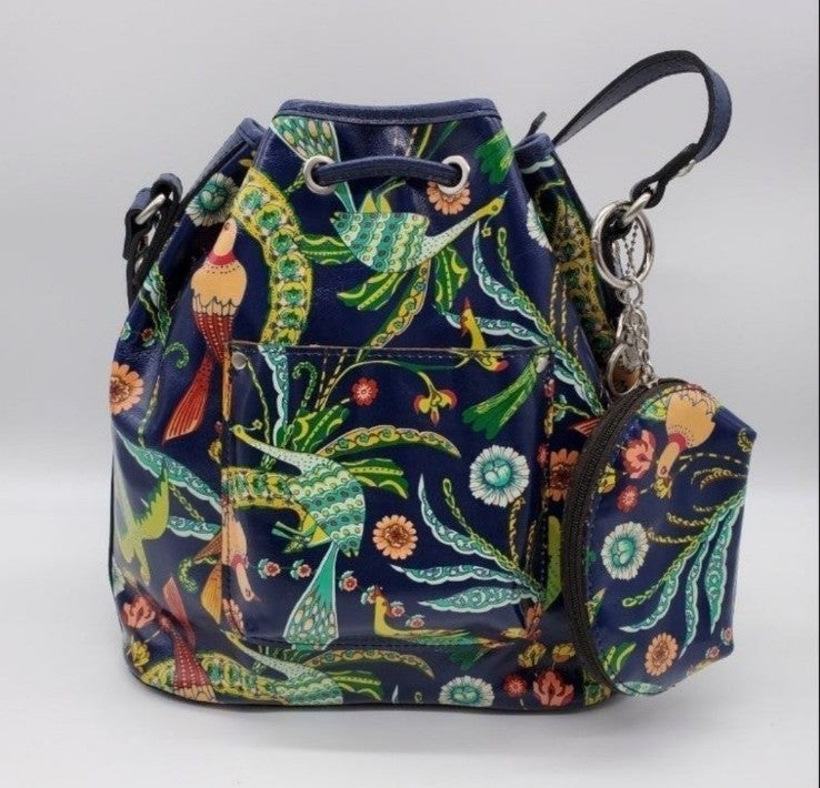 Patricia Nash Sabina Leather Crossbody Drawstring Bucket Bag & Pouch