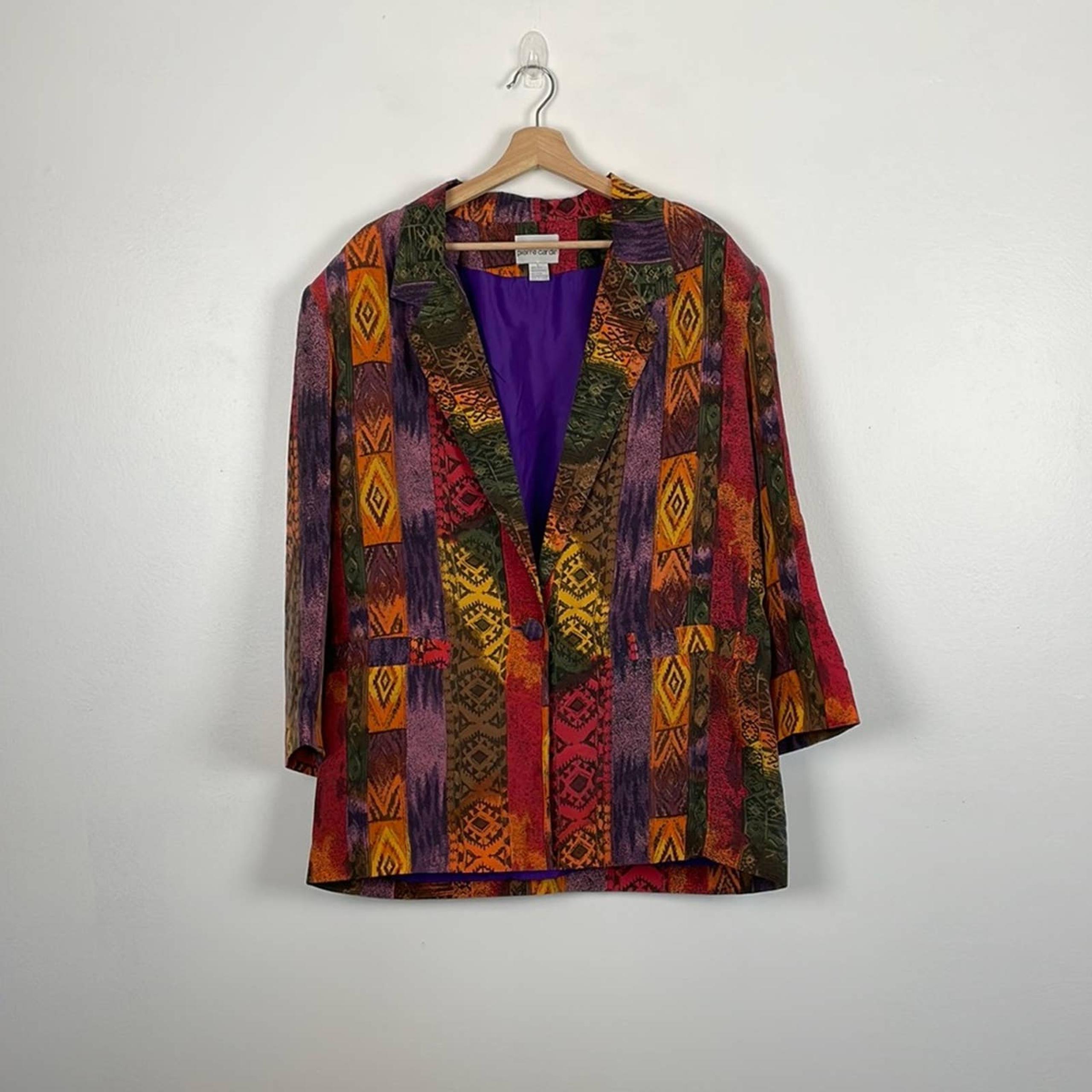 Pierre Cardin women's Silk multicolor 1 button closure lightweight blazer Size L