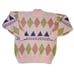 Vintage Diamond Print Mohair Turtleneck Sweater Pink