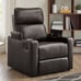 Home Theater Recliner with USB Charging Ports, Brown Faux Leather