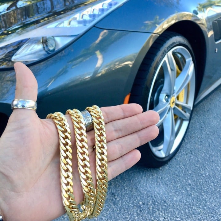 DOUBLE CUBAN LINK 18K GOLD CHAIN ITALY