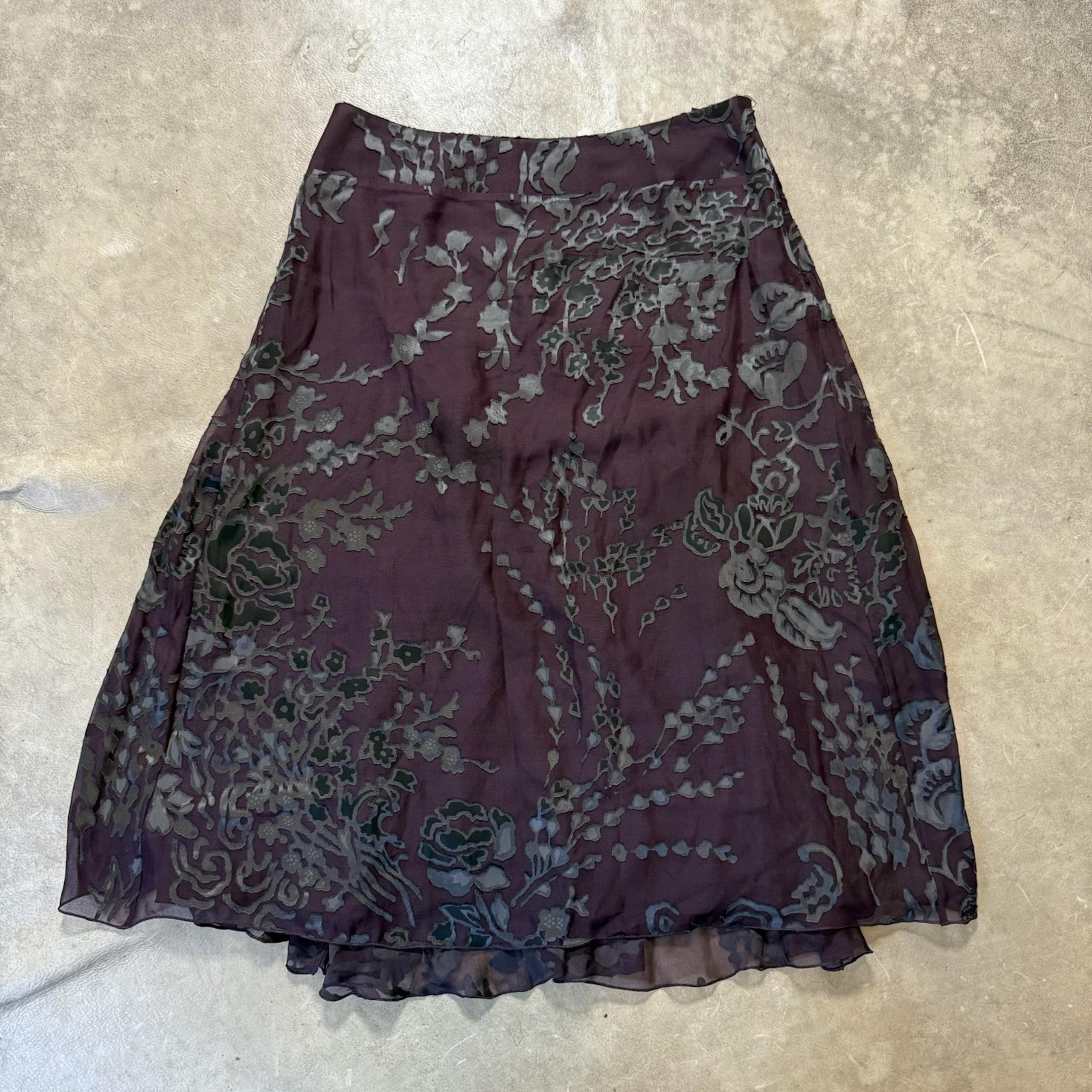 Max Mara Skirt Womens Size 8 Purple Viscose Silk Blend Floral Lined Lightweight