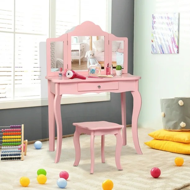 Children's Pink Vanity Set w/ Mirrors