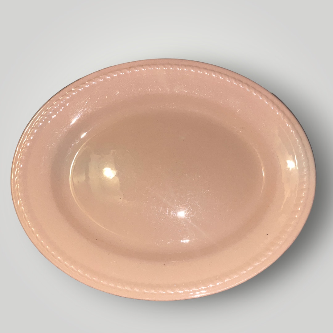 Vintage Homer Laughlin Kraft-Pink 11 1/2 Serving Platter Deep Dish Made In Usa
