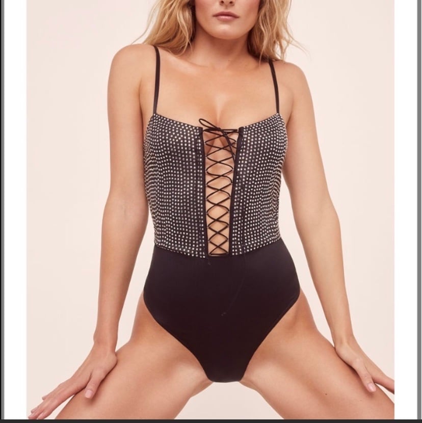 for love and lemons rhinestone bodysuit
