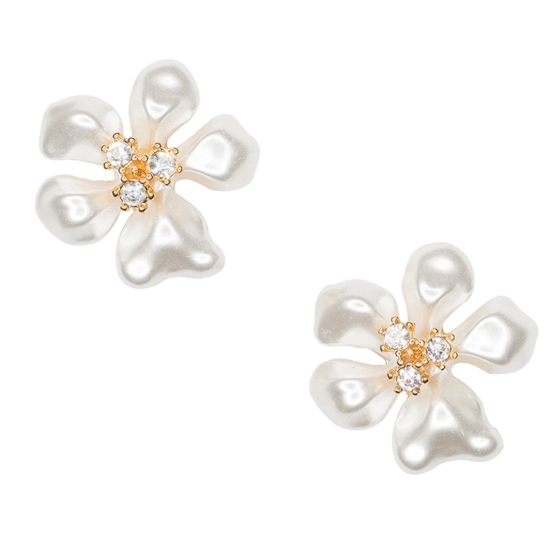 Kenneth Jay Lane Pearl Flower Clip On Earrings