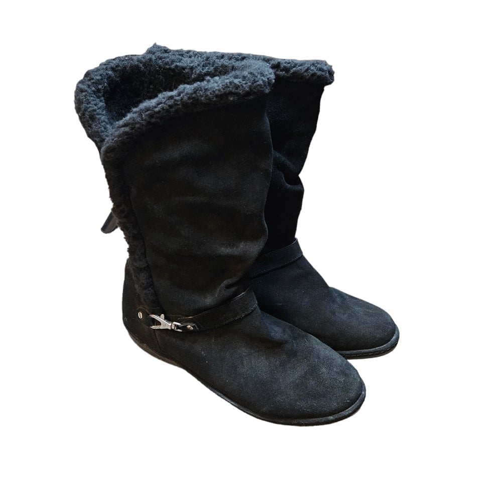 Land's End 9.5D Black Suede Fleece Lined Boots