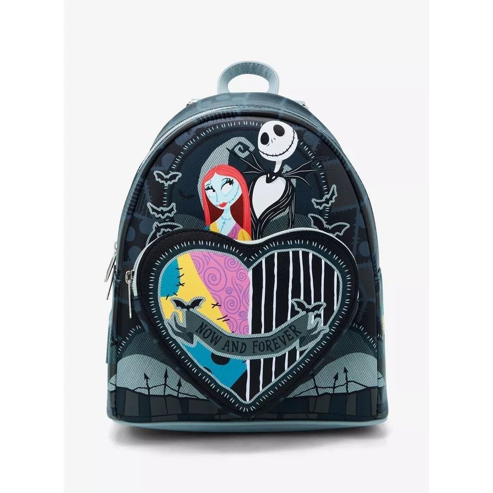 Loungefly The Nightmare Before Christmas Jack & Sally Split Heart Mini Backpack