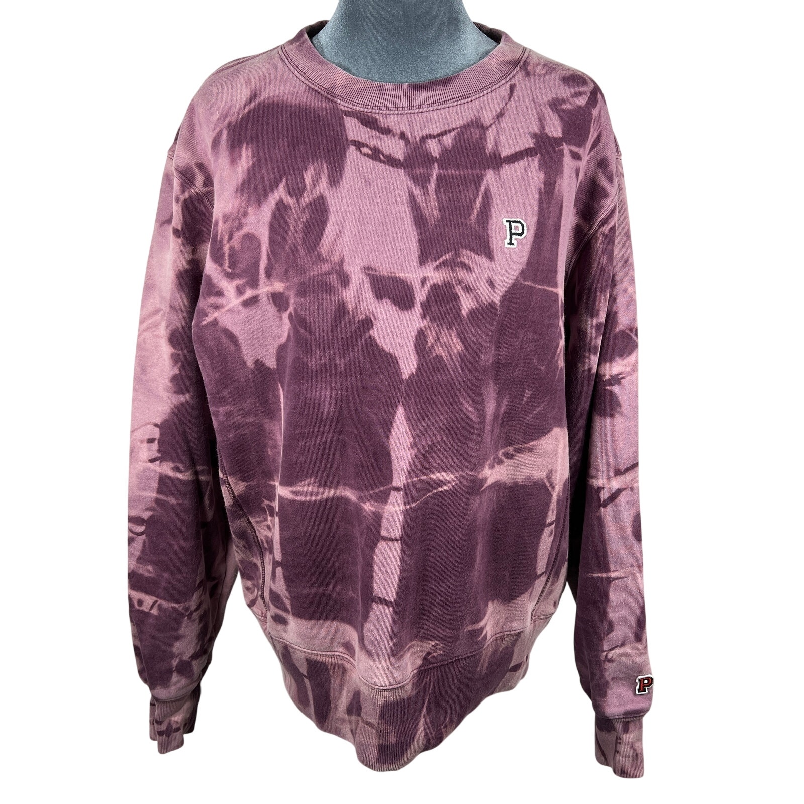Victoria's Secret Pink Bleach-Dyed Sweatshirt Sz Medium Pink/Purple Oversized
