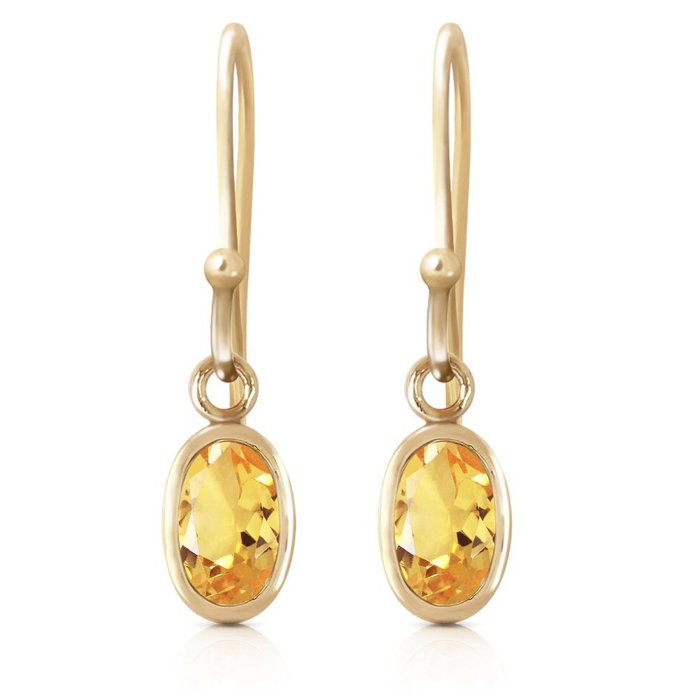 14K. SOLID GOLD FISH HOOK EARRINGS WITH CITRINES