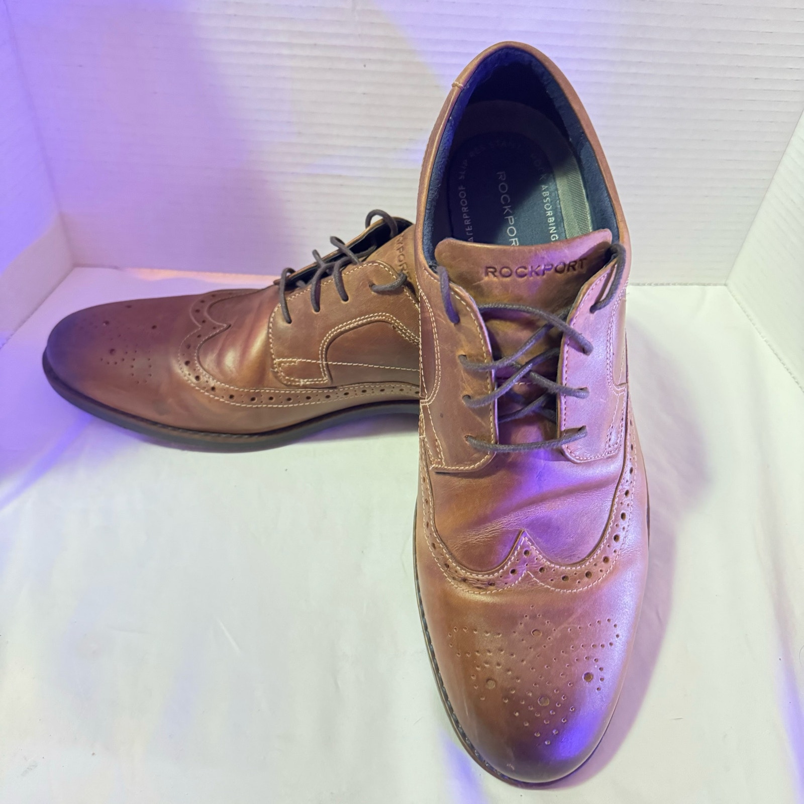Rockport Men's Brown Waterproof Slip Resistant Shock Absorbing Shoes Size: 12