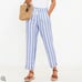 NWT LOFT Emory Taper Pants in Striped Linen Blend Sz Large