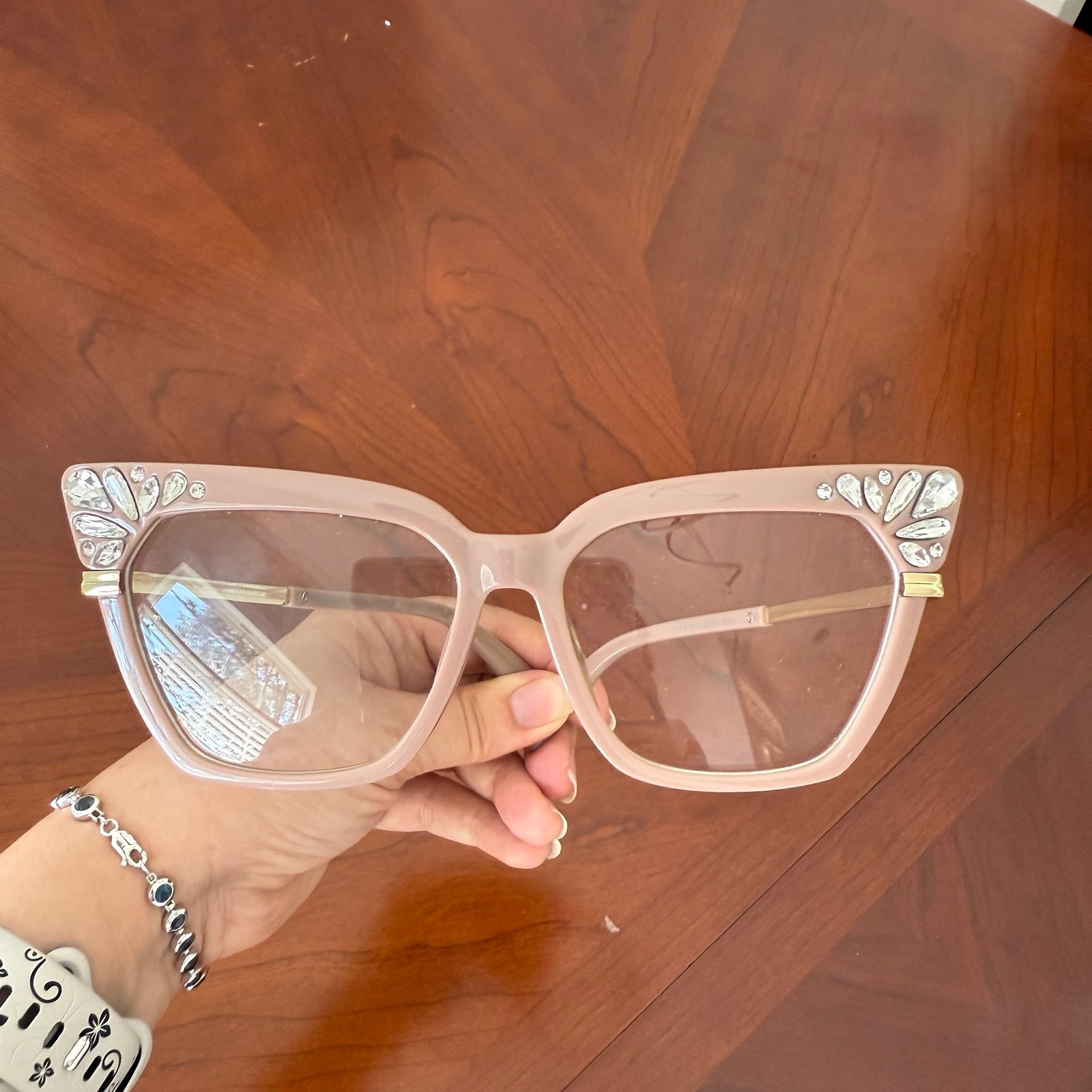 Jimmy Choo Women’s Pink Nude Glasses Frame Crystals Ringtone Cat Eye Sunglasses