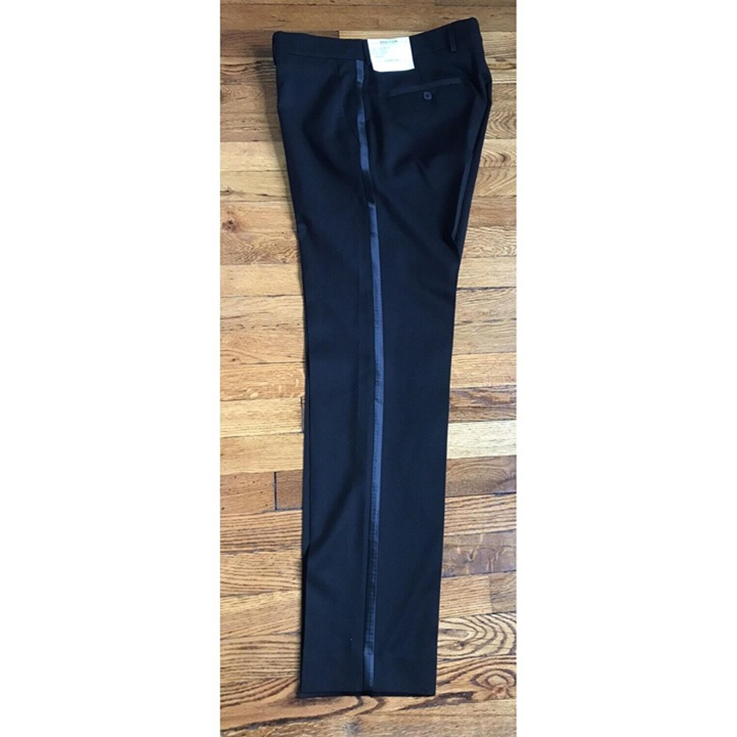 REACTION KENNETH COLE Men's WEDDING Black 42R Flat Front Dress Pants Size 35/32 - Kenneth Cole New York