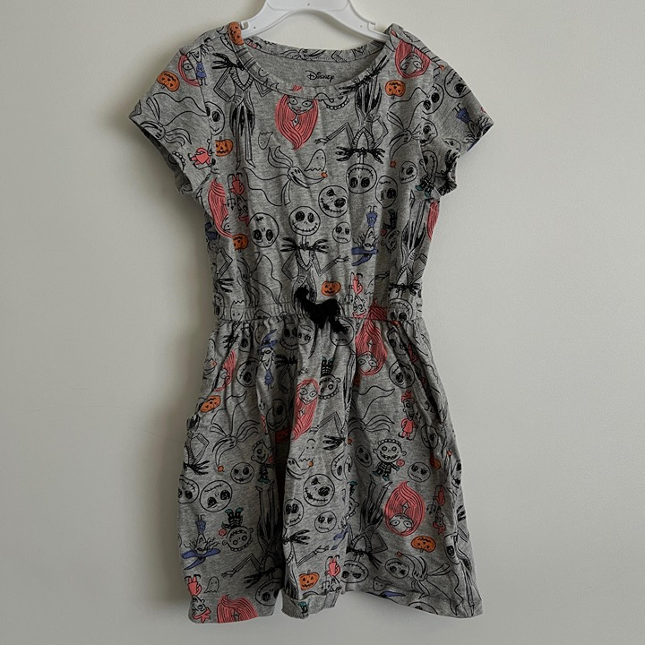Disney Spotted Zebra Nightmare Before Christmas Gray Girls Dress-Size 6-7