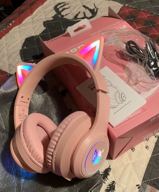 New Cat Ear Bluetooth Headphones with Micphone for Kids & Adults, LED Light Up