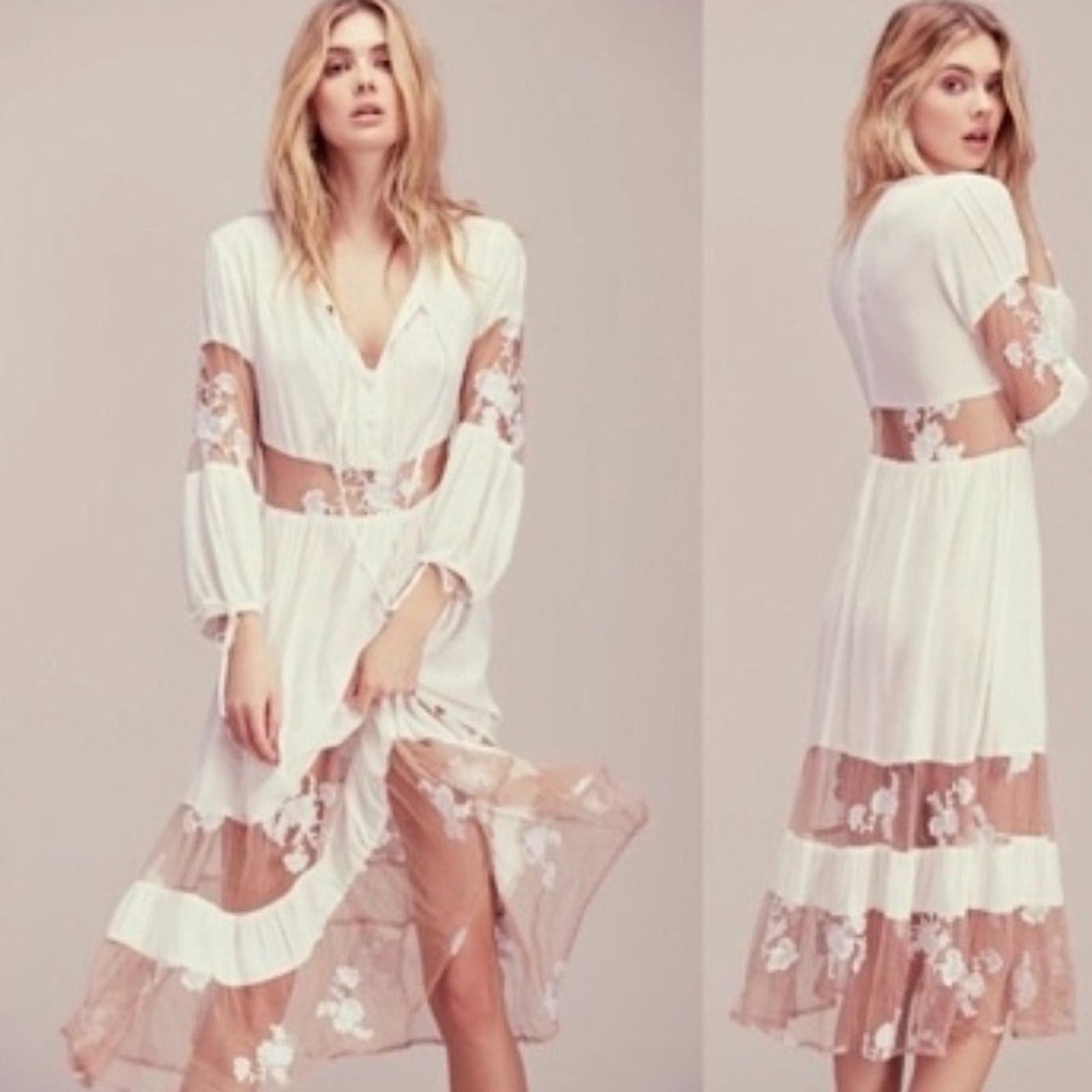 For Love & Lemons Eva midi Dress in white, New with Tags