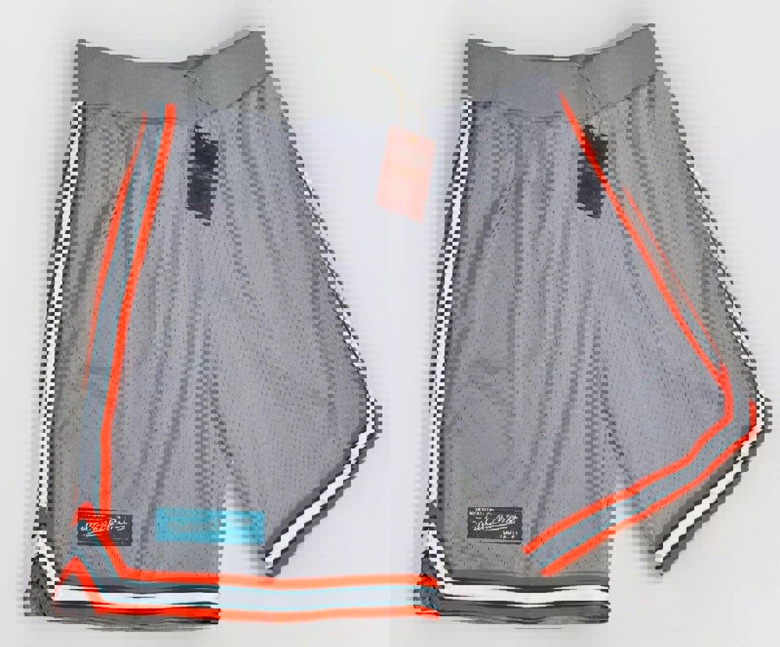 NEW Mitchell & Ness Shorts Branded Game Gray Orange Miami Florida Gators Small