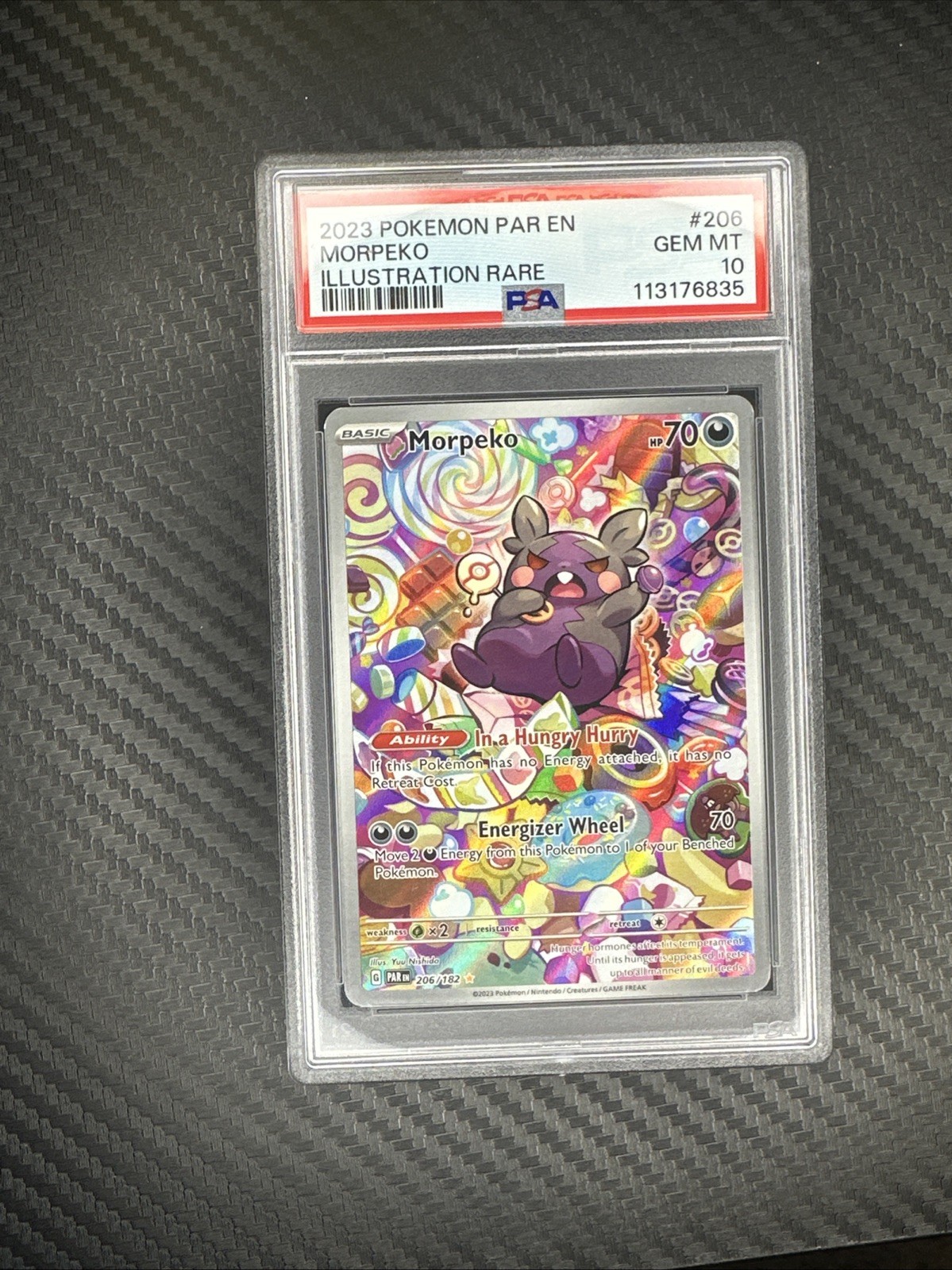 PSA 10 Morpeko 206/182 - 2023 Pokemon SV Paradox Rift - Illustration Rare