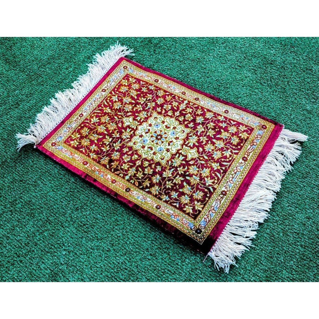Vintage Middle Eastern Persian Handmade Wool w/Fringe Miniature Rug 16X12 EUC