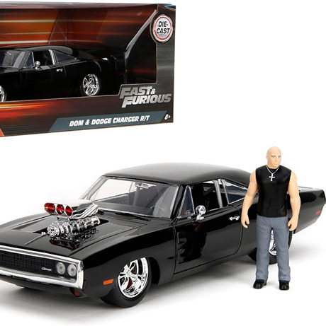 Fast & Furious 1:24 Dom's Dodge Charger Diecast Car Dominic Toretto Figure