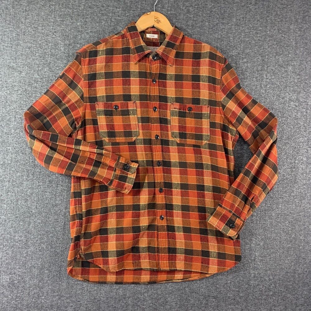 Wallace Barnes Shirt Men Medium Flannel Classic Plaid Button Huckberry Modern