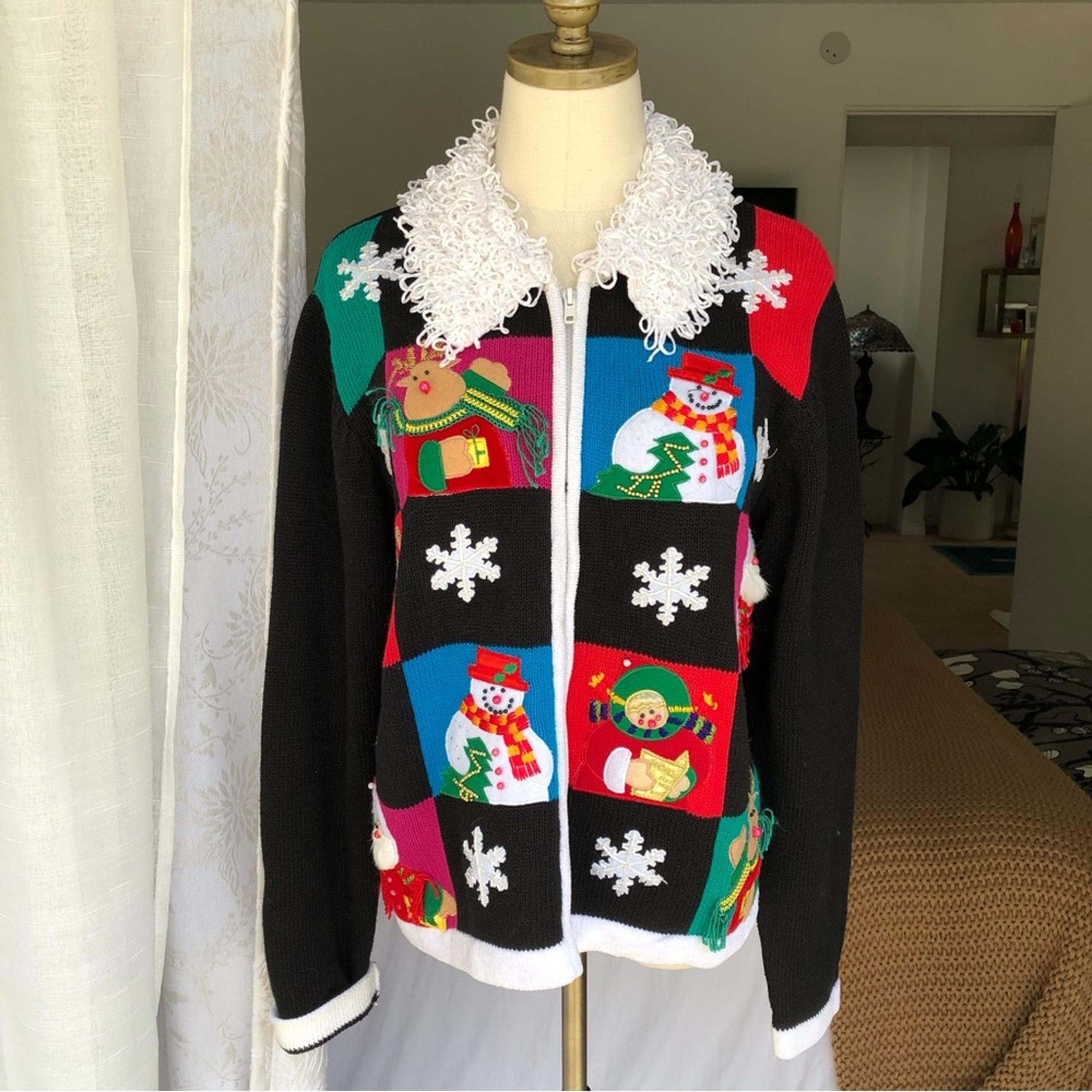 Lisa International Festive Holiday Christmas Cardigan Sweater, Size Petite XL