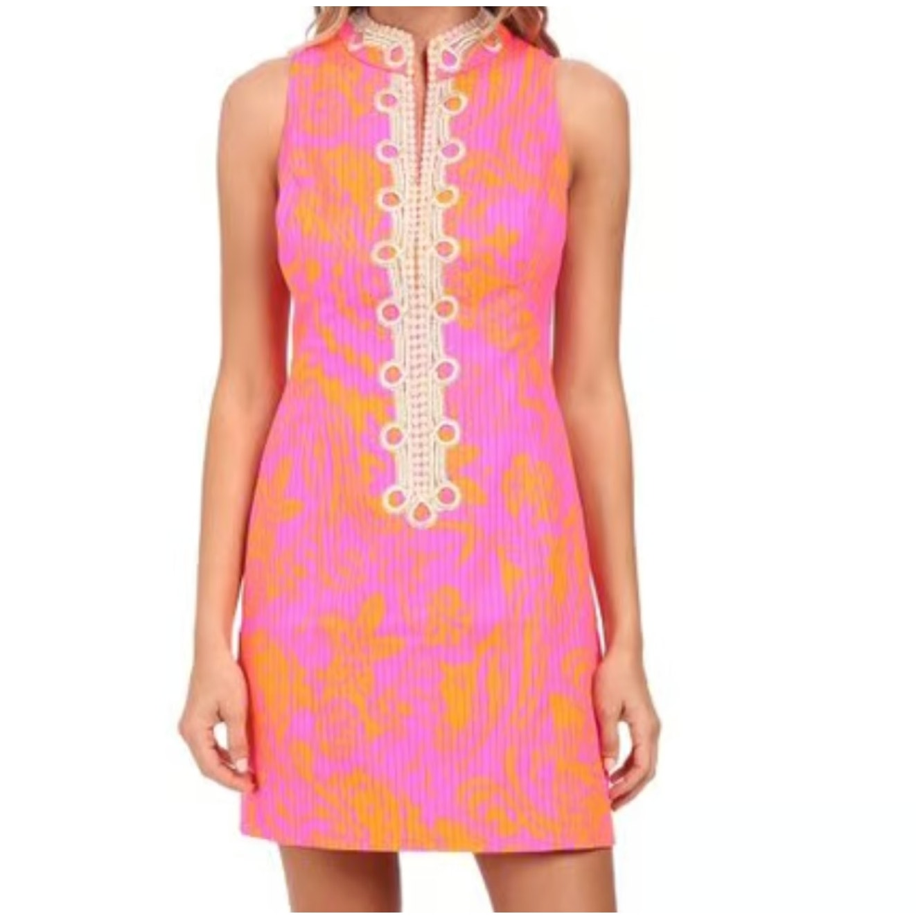 Lilly Pulitzer Alexa Shift Dress Cotton in Pop Pink Seaesta Size 6
