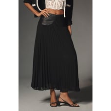 nwt by ANTHROPOLOGIE sz 6 Faux Leather Pleated Midi Skirt
