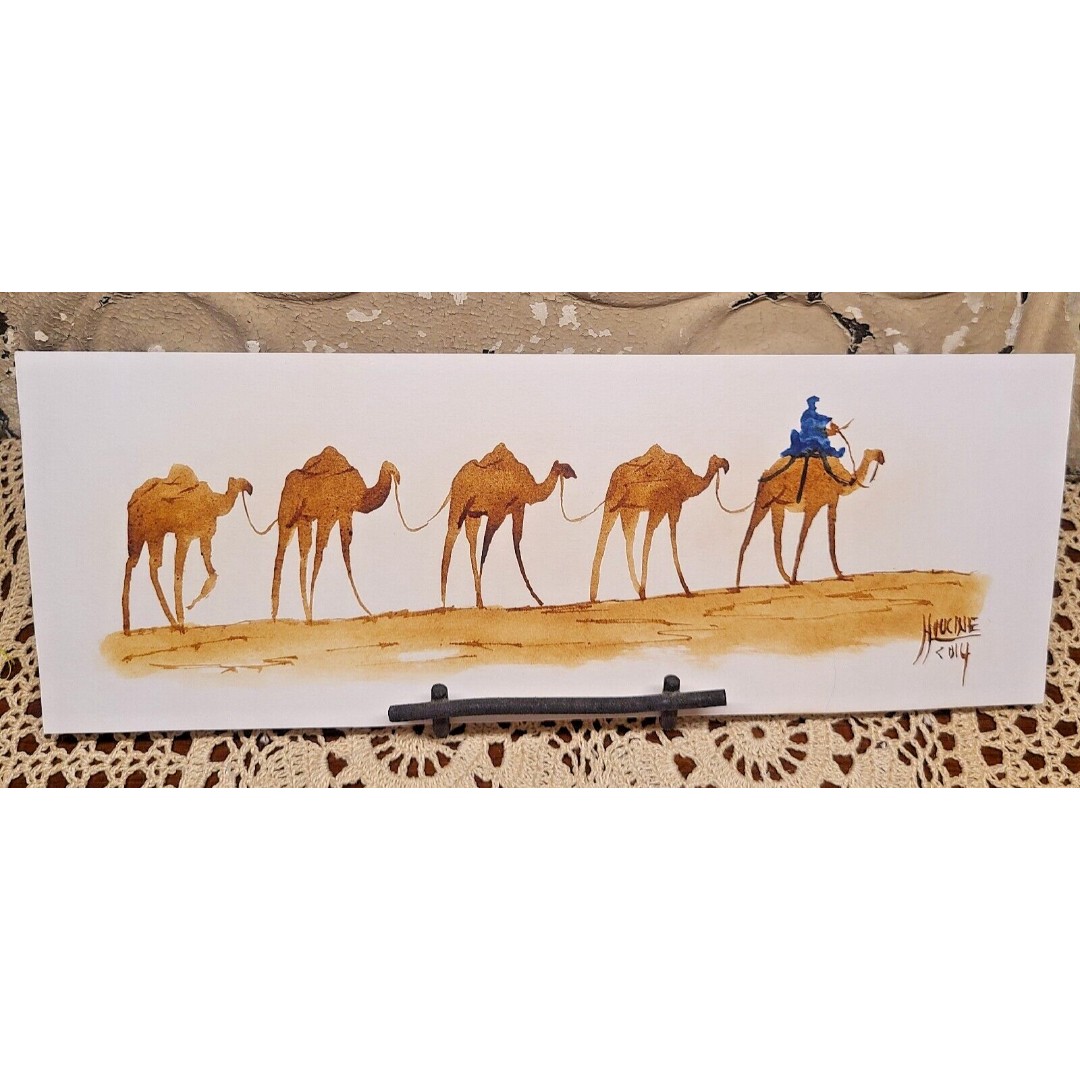 Original Signed & Numbered Vintage Camel Caravan Artwork (Chalk?) 12.5 x 4.75
