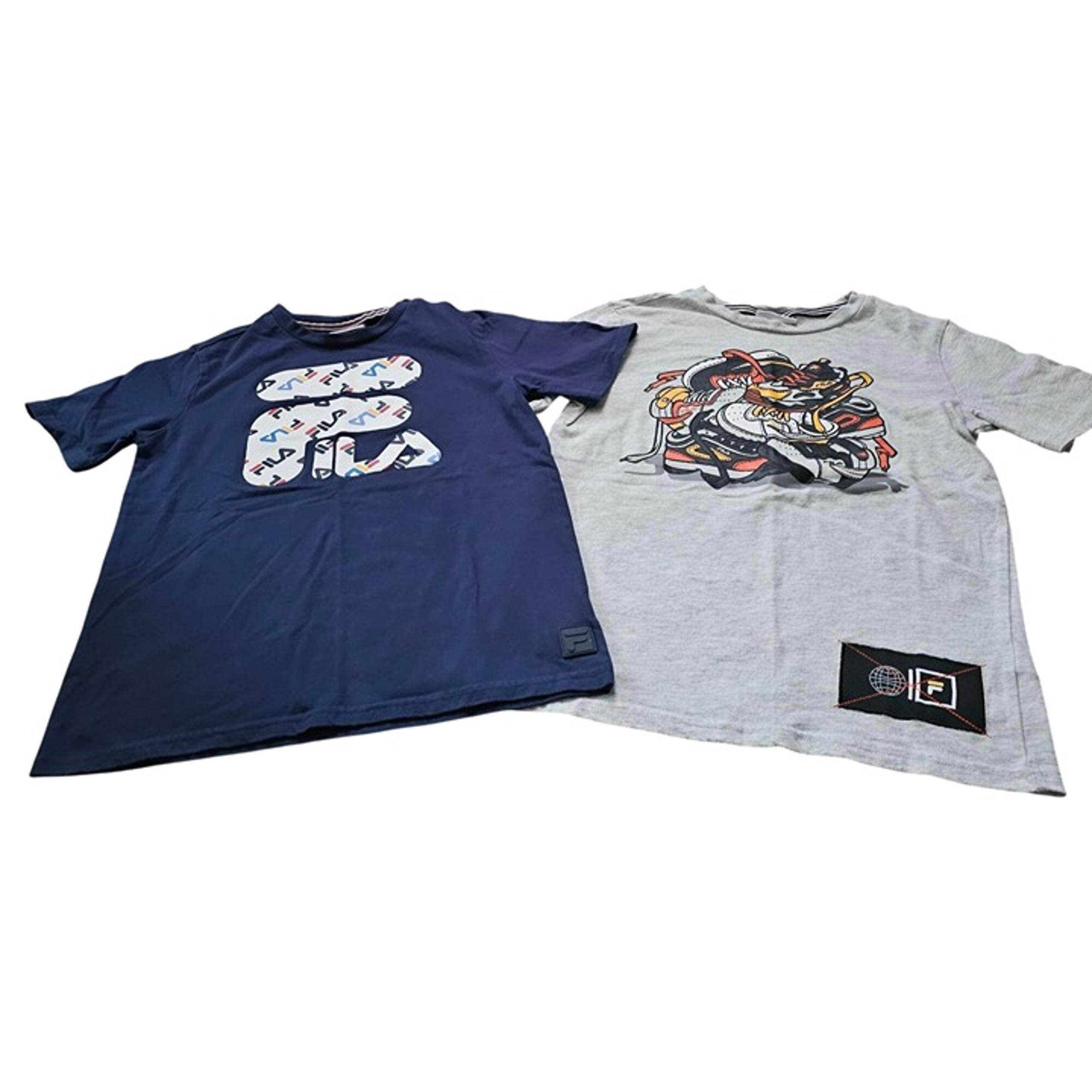 Fila Mens Graphic T-Shirts 2-Pack Navy & Gray Medium Cotton/Polyester Crew Neck