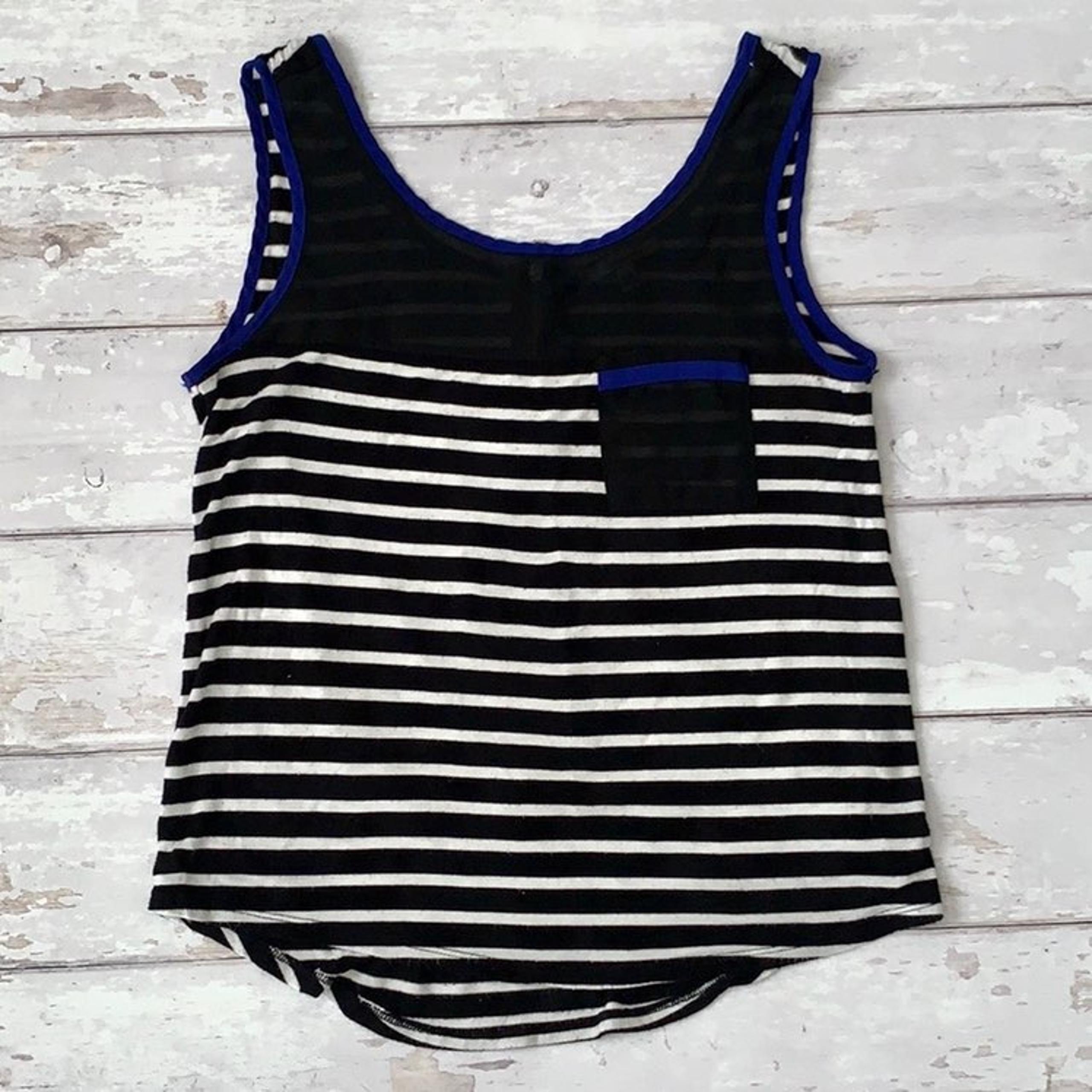 Womens Black Whote Stripe Tank Top Small