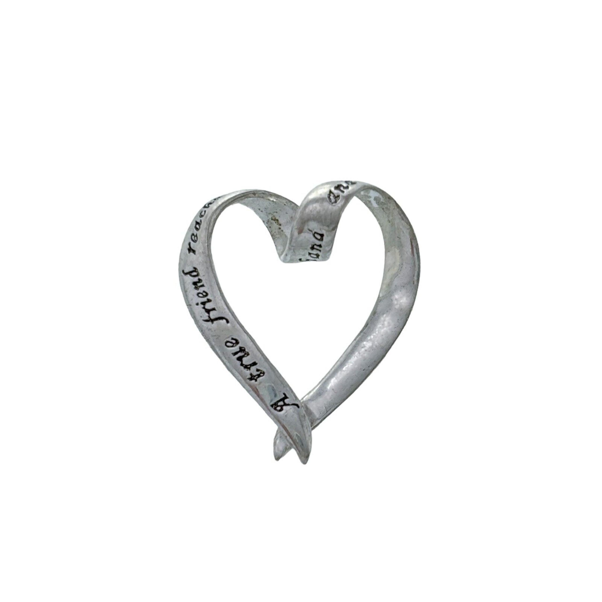 Vintage Footnotes Sterling Silver 925 "True Friend" Quote Open Heart Pendant