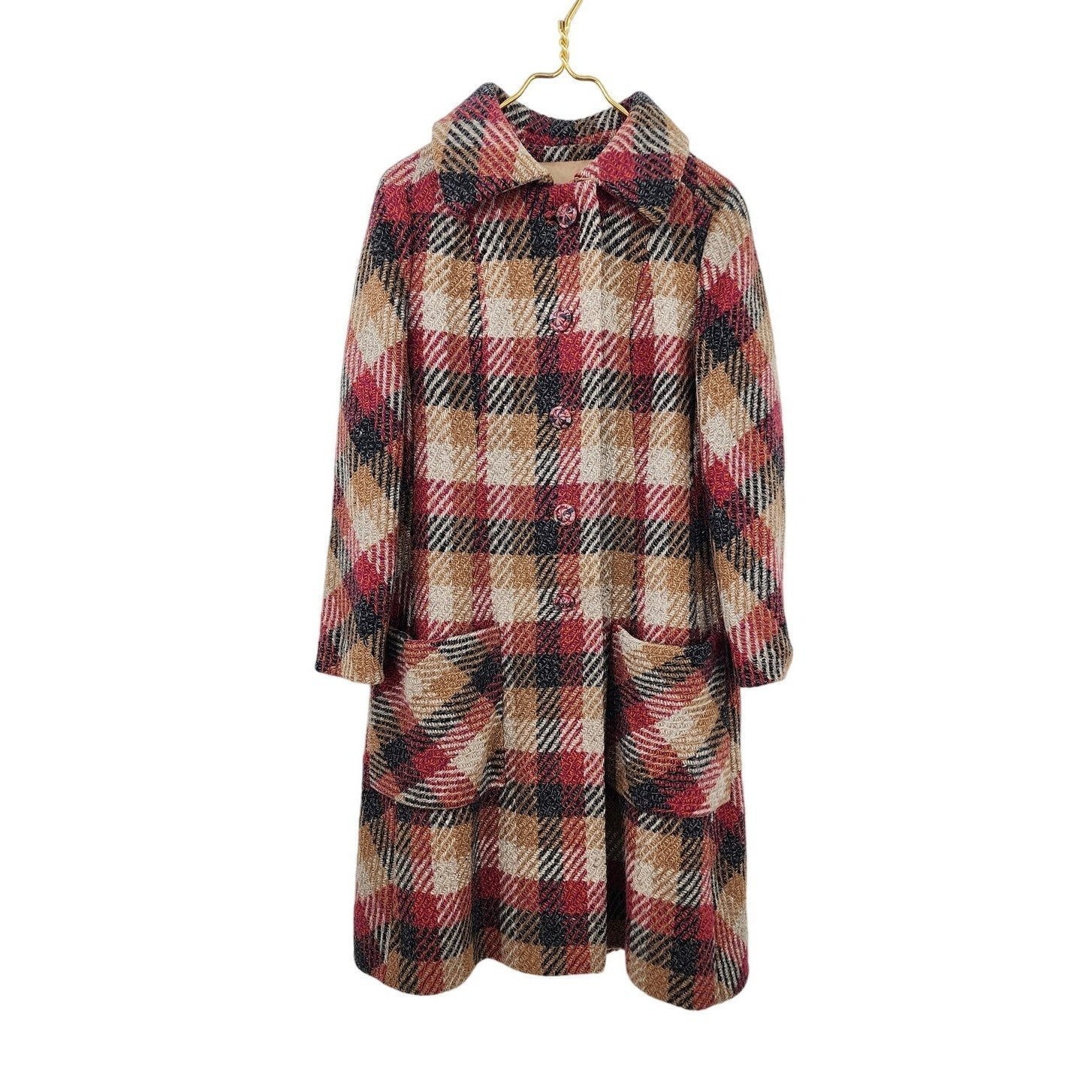 Vintage Long Line Pleated Back Coat Wool ILGWU Union Made Fully Lined