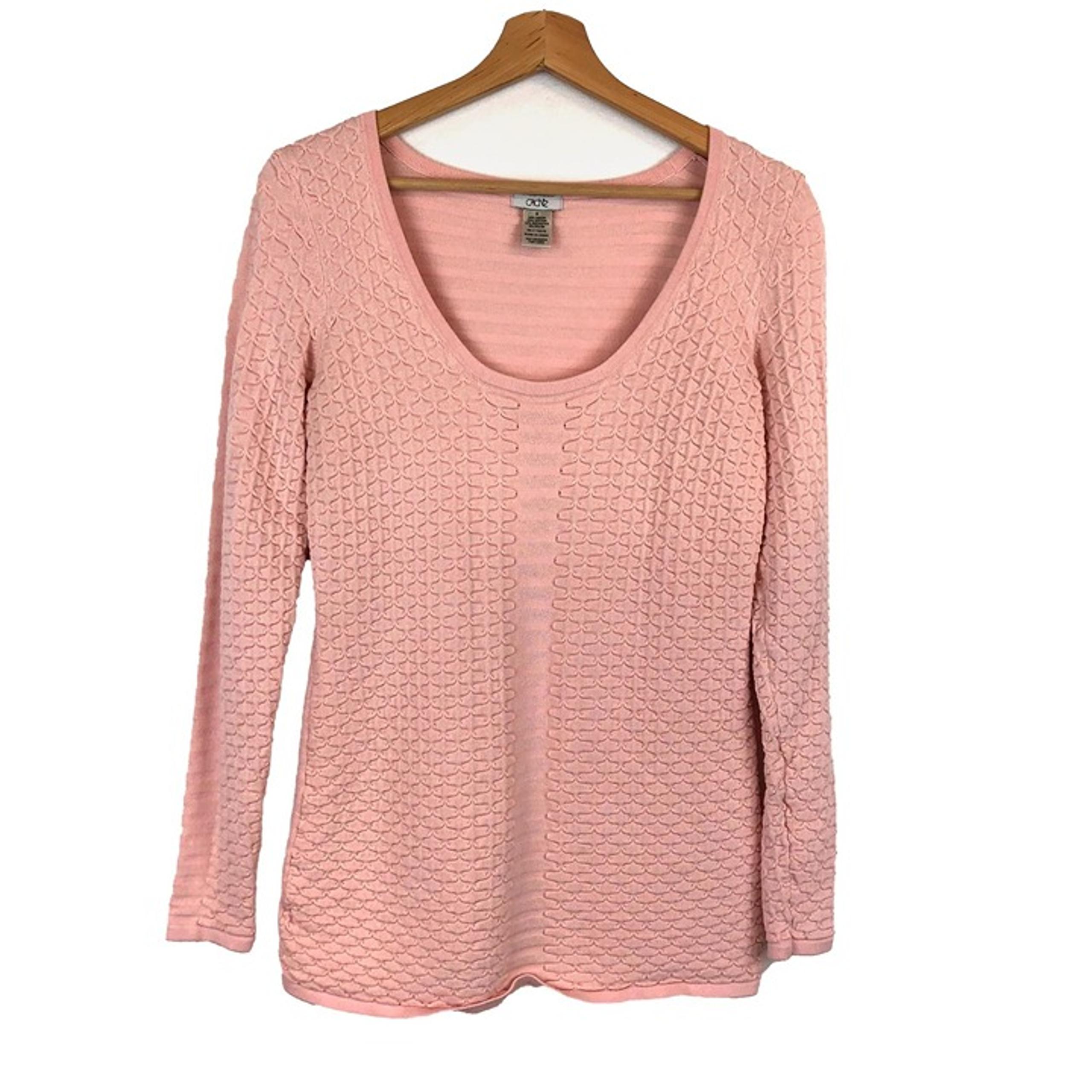 Cache Baby Pink Textured Long Sleeve Sweater Top M (Better fit for XS/S)