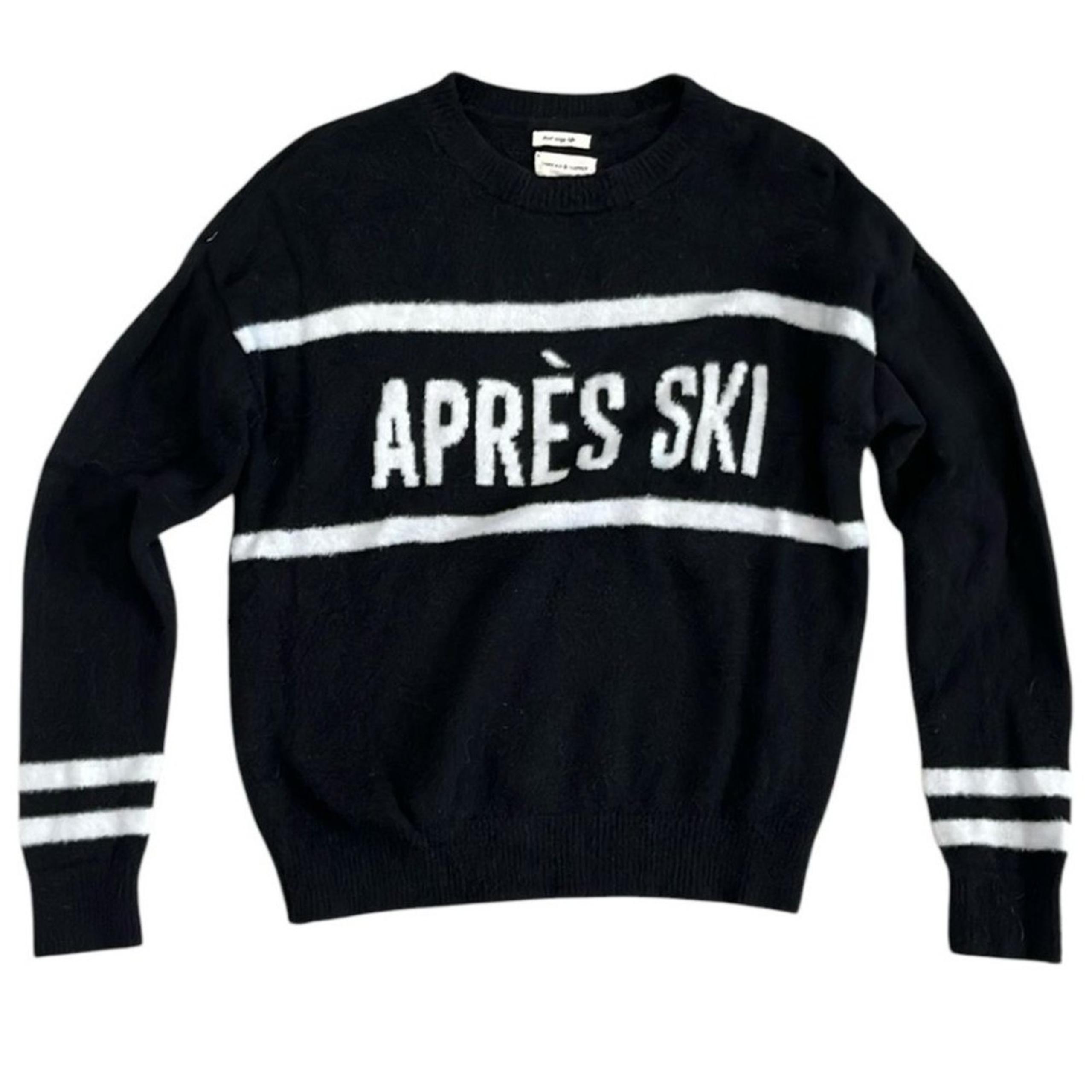 Thread & Supply Apres Ski Black Pullover Sweater Midnight White Women’s XS