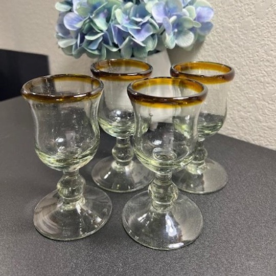 Mexican Hand Blown Cordial Glasses