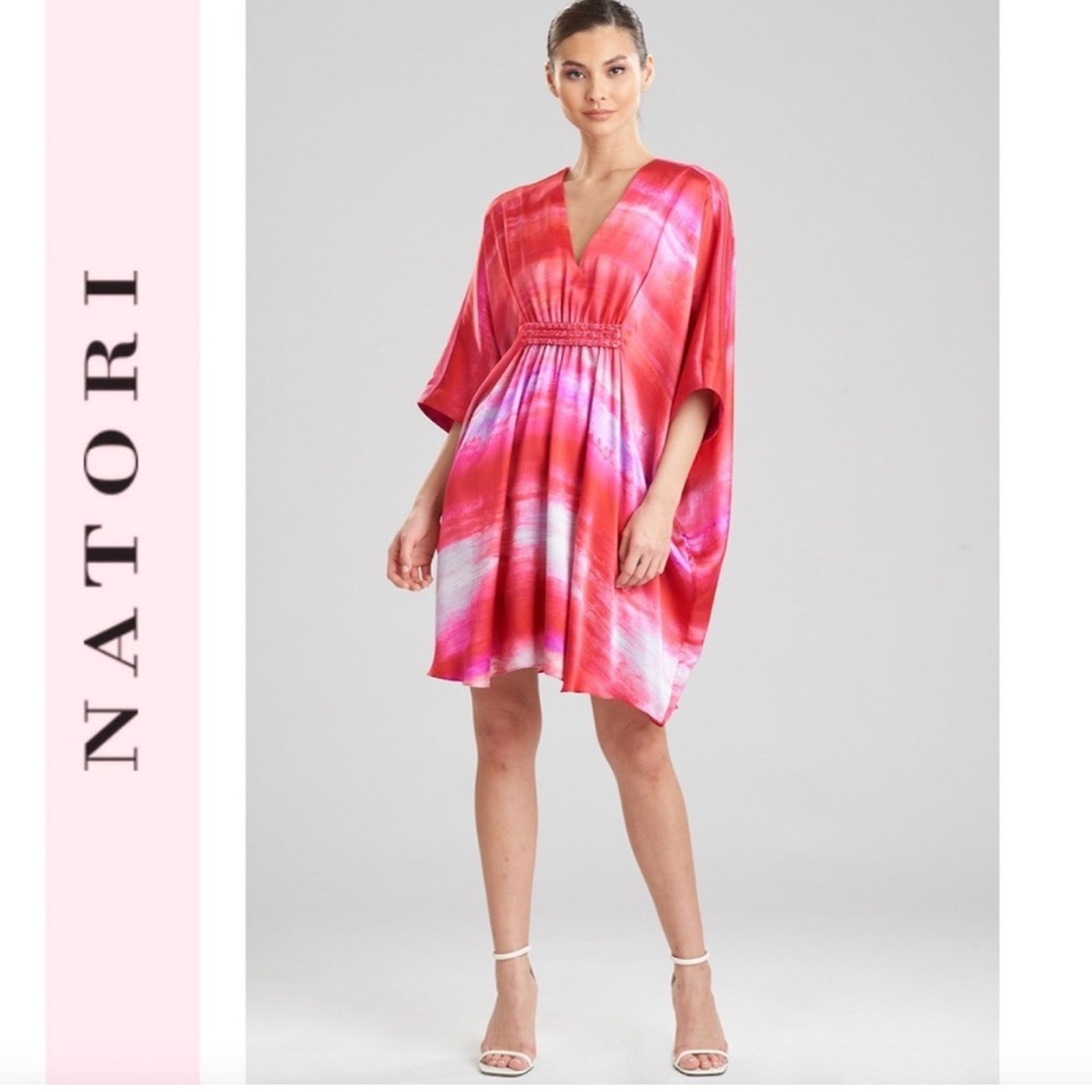 JOSIE NATORI YORIKO SILK SHORT CAFTAN