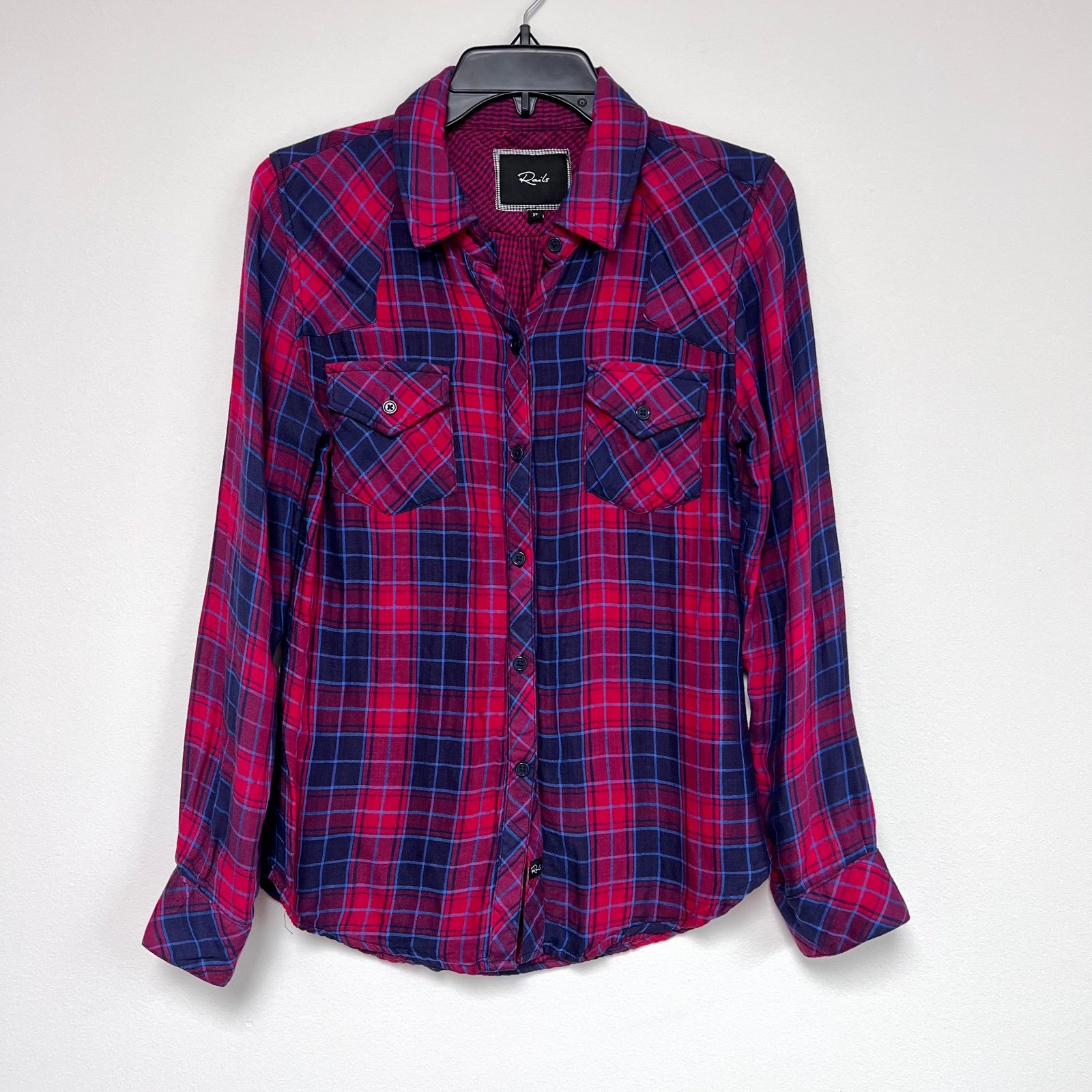 Rails Kendra Red Plaid Gauzy Flannel Button Up Shirt