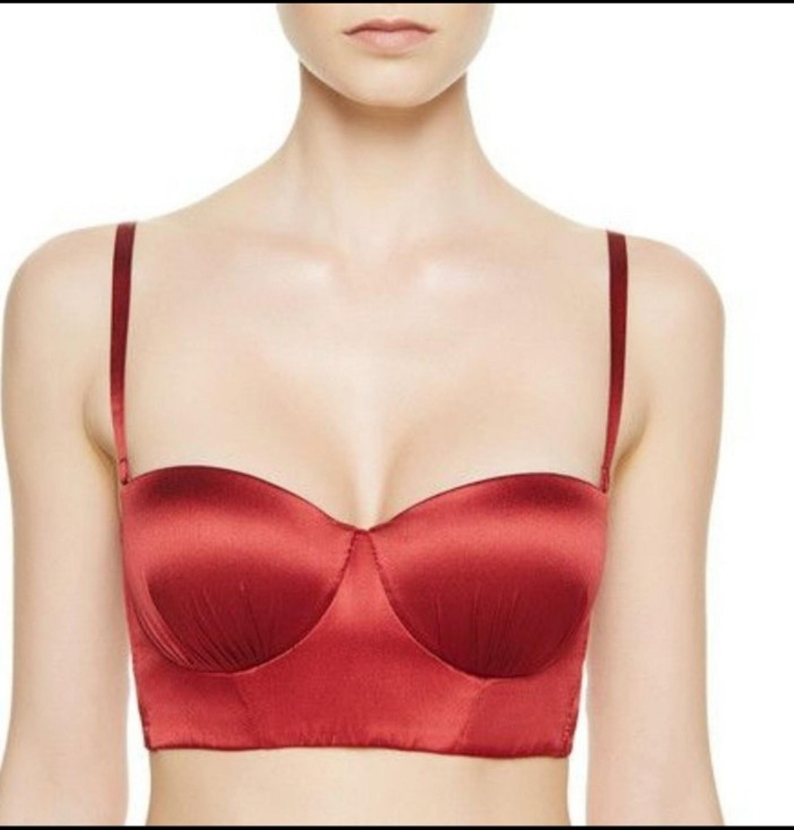La Perla SILK FLAIR Bandeau Bra Dark Red Burgundy Longline Light Padded 36 B