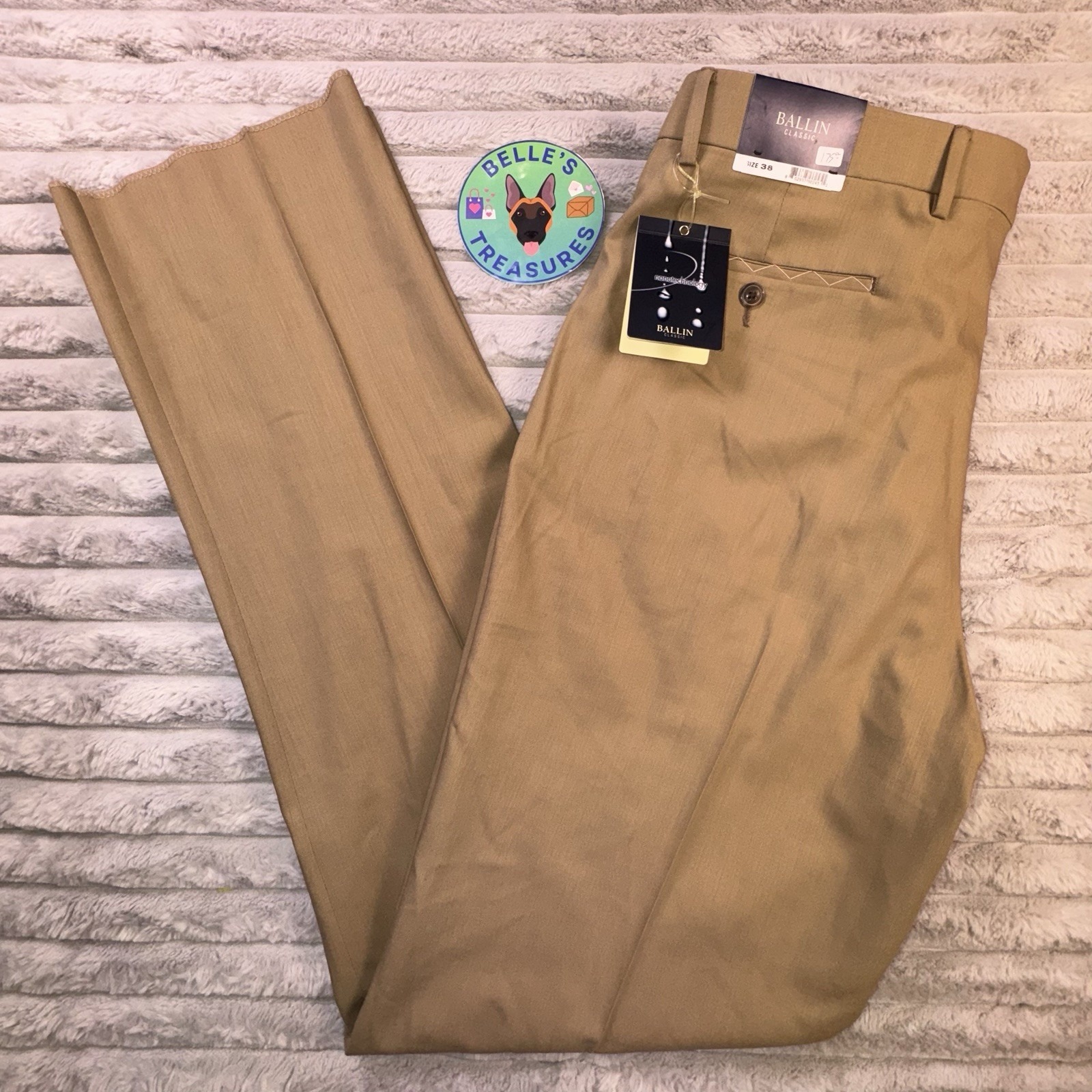 Ballin Sz 38 Classic Comfort EZE 120s Wool Pleated Dress Pants Unhemmed 248