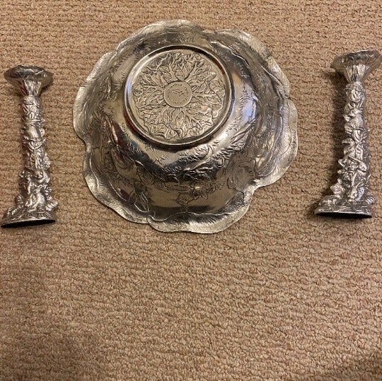 BUNNY 13 BOWL + 2 CANDLE HOLDERS