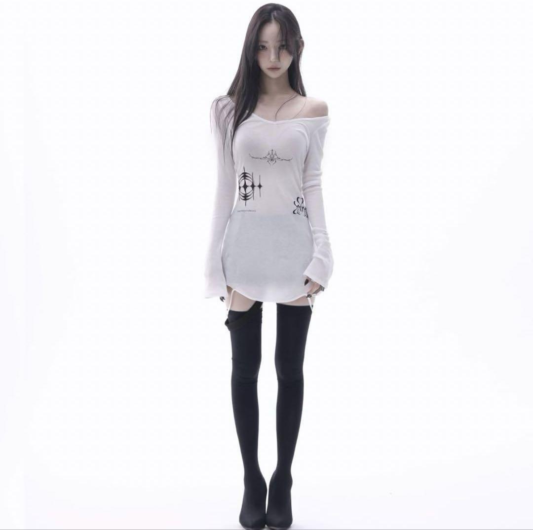 theredthread's stamp tee dress in white