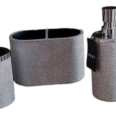 DKNY BATH ACCESSORY SILVER SPARKLE GLITTER SOAP PUMP TUMBLER TOOTHBRUSH HOLDER