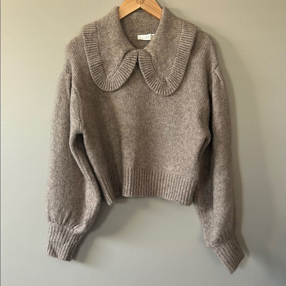 ASTR the Label Dashwood Peter Pan Collar Sweater Balloon Sleeve Wool Blend Sz XS