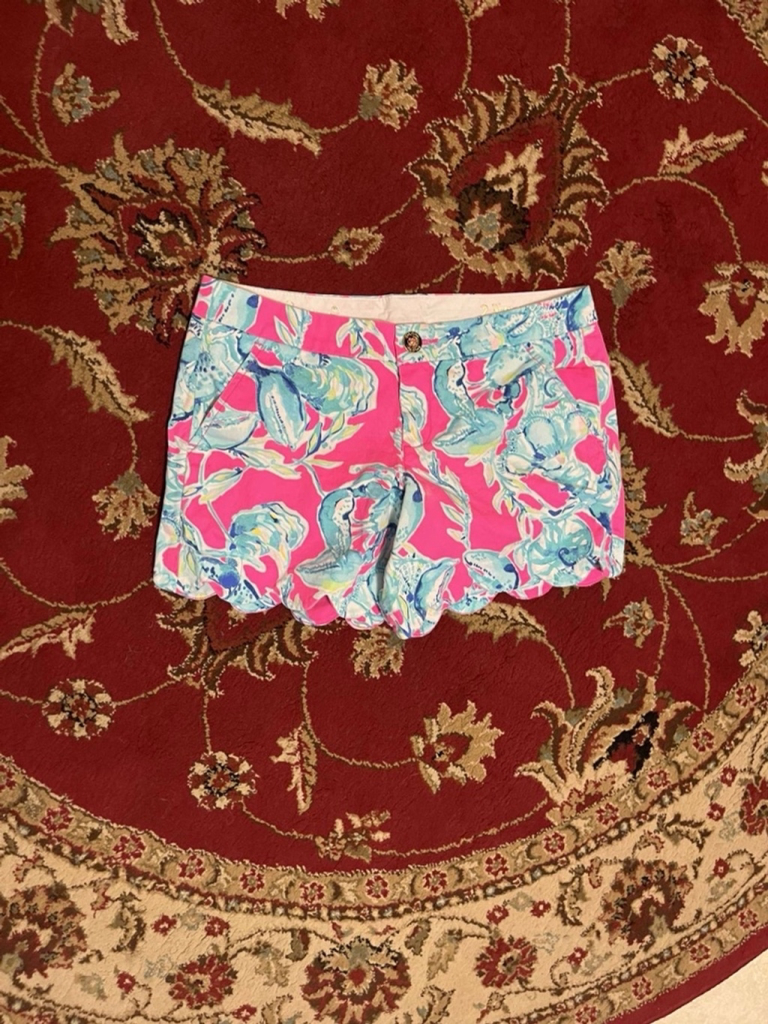 Lilly Pulitzer RAZ BERRY LOBSTERS IN LOVE Buttercup Shorts Size 2