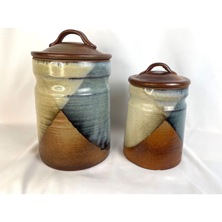 Robert Maxwell Pottery Craft USA Dipped Glaze Vintage Set of 2