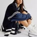 Free People Pep Rally Stripe Poncho Sweater Jacket Snaps Cobalt Black White