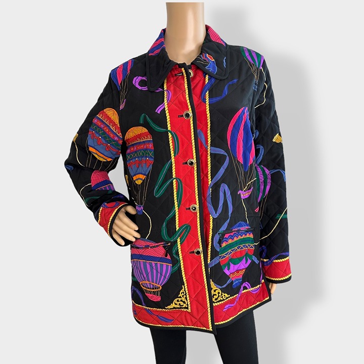 CARLISLE Balloon Print Silk Printed Jacket Coat